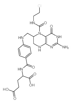 L-Glutamicacid,N-[4-[[[2-amino-5-[[(2-chloroethyl)amino]carbonyl]-1,4,5,6,7,8-hexahydro-4-oxo-6-pteridinyl]methyl]amino]benzoyl]-(9CI)结构式