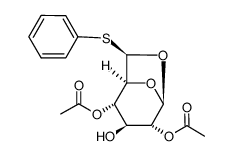 .beta.-D-Glucopyranose, 1,6-anhydro-6-C-(phenylthio)-, 2,4-diacetate, (R)- structure