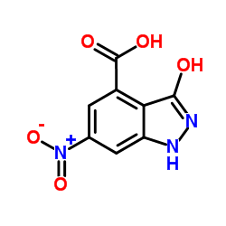 3-HYDROXY-6-NITRO-4-(1H)INDAZOLE CARBOXYLIC ACID结构式