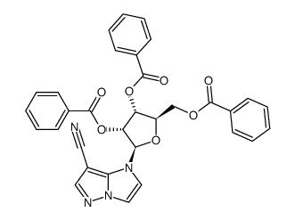 1-(2,3,5-tri-O-benzoyl-β-D-ribofuranosyl)imidazo(1,2-b)pyrazole-7-carbonitrile Structure