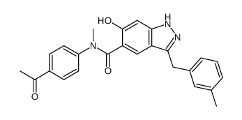 5-[N-(4-acetylphenyl)-N-methylaminocarbonyl]-3-(3-methylbenzyl)-6-hydroxy-1H-indazole Structure