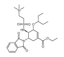 (3R,4R,5S)-ethyl 5-(1,3-dioxoisoindolin-2-yl)-3-(pentan-3-yloxy)-4-(2-(trimethylsilyl)ethylsulfonamido)cyclohex-1-enecarboxylate Structure