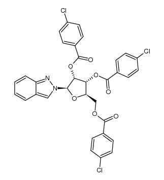 2-(2,3,5-tris-O-(p-chlorobenzoyl)-β-D-ribofuranosyl)indazole结构式