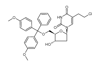 5-(2-chloroethyl)-5'-(4,4'-dimethoxytrityl)-2'-deoxyuridine Structure