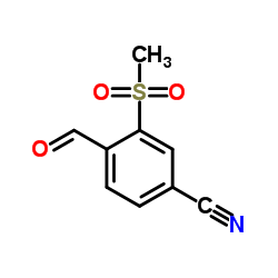 Benzonitrile, 4-formyl-3-(methylsulfonyl)- Structure