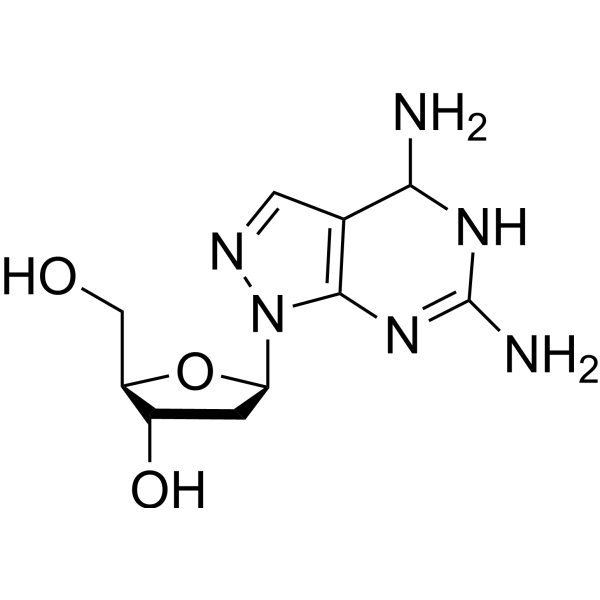 4,6-Diamino-1-(2-deoxy-beta-D-ribofuranosyl)-1H-pyrazolo[3,4-d]pyrimidine结构式