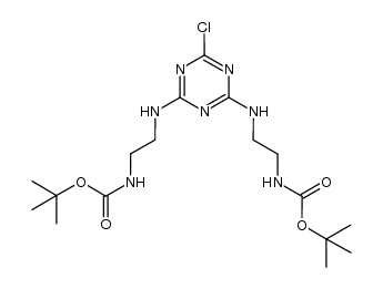 di-tert-butyl 2,2'-(6-chloro-1,3,5-triazine-2,4-diyl)bis(azanediyl)bis(ethane-2,1-diyl)dicarbamate Structure