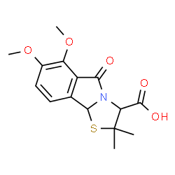 6,7-Dimethoxy-2,2-dimethyl-5-oxo-2,3,5,9b-tetrahydro-thiazolo[2,3-a]isoindole-3-carboxylic acid结构式