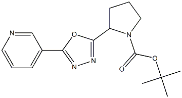 1-Pyrrolidinecarboxylic acid, 2-[5-(3-pyridinyl)-1,3,4-oxadiazol-2-yl]-, 1,1-dimethylethyl ester Structure