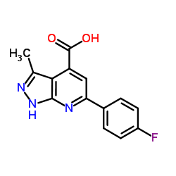 6-(4-Fluorophenyl)-3-methyl-1H-pyrazolo[3,4-b]pyridine-4-carboxylic acid结构式