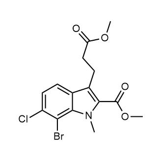 7-溴-6-氯-3-(3-甲氧基-3-氧丙基)-1-甲基-1H-吲哚-2-羧酸甲酯结构式