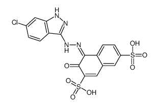 4-[(6-chloro-1H-indazol-3-yl)hydrazinylidene]-3-oxonaphthalene-2,7-disulfonic acid结构式
