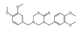 3,5-bis[(3,4-dimethoxyphenyl)methyl]-1,3,5-thiadiazinane-2-thione结构式