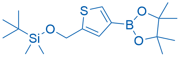 tert-Butyldimethyl((4-(4,4,5,5-tetramethyl-1,3,2-dioxaborolan-2-yl)thiophen-2-yl)methoxy)silane structure