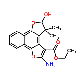 2-Amino-4,5-dihydro-5-hydroxy-4,4-dimethyl-naphtho[1,2-b:4,3-b'']difuran-3-carboxylic acid ethyl ester Structure