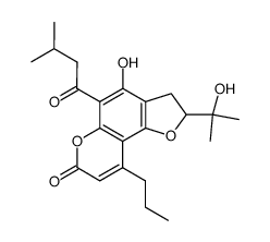 2,3-Dihydro-4-hydroxy-2-(1-hydroxy-1-methylethyl)-5-(3-methyl-1-oxobutyl)-9-propyl-7H-furo[2,3-f][1]benzopyran-7-one结构式
