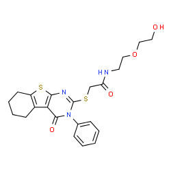 N-(2-(2-hydroxyethoxy)ethyl)-2-((4-oxo-3-phenyl-3,4,5,6,7,8-hexahydrobenzo[4,5]thieno[2,3-d]pyrimidin-2-yl)thio)acetamide Structure