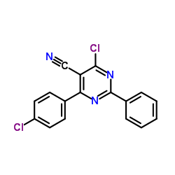 4-Chloro-6-(4-chlorophenyl)-2-phenyl-5-pyrimidinecarbonitrile structure