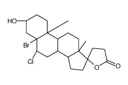 5α-bromo-6β-chloro-3β,17α-dihydroxypregnane-21-carboxylic acid γ-lactone Structure