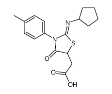 2-[2-cyclopentylimino-3-(4-methylphenyl)-4-oxo-1,3-thiazolidin-5-yl]acetic acid Structure