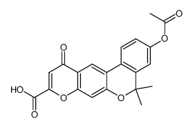 3-Acetoxy-5,5-dimethyl-11-oxo-5H,11H-6,8-dioxa-benzo[a]anthracene-9-carboxylic acid结构式
