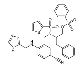 2-[{5-Cyano-2-[(1H-imidazol-4-ylmethyl)amino]benzyl}(2-thienylsul fonyl)amino]-3-phenylpropyl benzenesulfonate结构式
