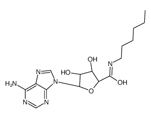 (2S,3S,4R,5R)-5-(6-aminopurin-9-yl)-N-hexyl-3,4-dihydroxyoxolane-2-carboxamide Structure