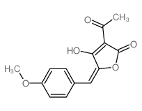 (2E)-4-acetyl-5-hydroxy-2-[(4-methoxyphenyl)methylidene]furan-3-one structure