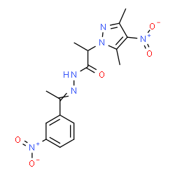 1H-Pyrazole-1-aceticacid,alpha,3,5-trimethyl-4-nitro-,[1-(3-nitrophenyl)ethylidene]hydrazide(9CI)结构式