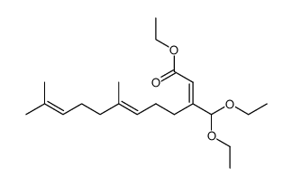 (2Z,6E)-3-Diethoxymethyl-7,11-dimethyl-dodeca-2,6,10-trienoic acid ethyl ester结构式