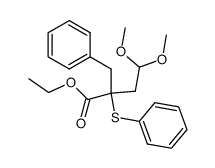 2-Benzyl-4,4-dimethoxy-2-phenylsulfanyl-butyric acid ethyl ester Structure