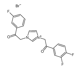 3-[2-(3,4-difluorophenyl)-2-oxoethyl]-1-[2-(3-fluorophenyl)-2-oxoethyl]-3H-imidazol-1-ium bromide结构式