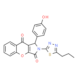 1-(4-Hydroxyphenyl)-2-(5-propyl-1,3,4-thiadiazol-2-yl)-1,2-dihydrochromeno[2,3-c]pyrrole-3,9-dione结构式