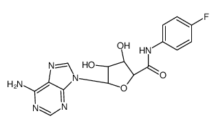 (2S,3S,4R,5R)-5-(6-aminopurin-9-yl)-N-(4-fluorophenyl)-3,4-dihydroxyoxolane-2-carboxamide结构式