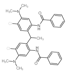 N-[2-[1-(2-benzamido-5-chloro-4-dimethylamino-phenyl)ethyl]-4-chloro-5-dimethylamino-phenyl]benzamide结构式