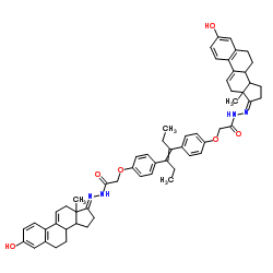 Acetic acid,2,2'-[(1,2-diethyl-1,2-ethenediyl)bis(4,1-phenyleneoxy)]bis-,bis[(3-hydroxyestra-1,3,5(10),9(11)-tetraen-17-ylidene)hydrazide], (?,?,E)-(9CI)结构式