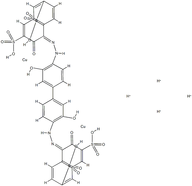 tetrahydrogen [μ-[[4,4'-[(3,3'-dihydroxy[1,1'-biphenyl]-4,4'-diyl)bis(azo)]bis[3-hydroxynaphthalene-2,7-disulphonato]](8-)]]dicuprate(4-)结构式