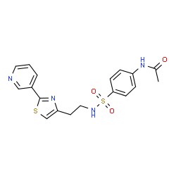 N-(4-(N-(2-(2-(pyridin-3-yl)thiazol-4-yl)ethyl)sulfamoyl)phenyl)acetamide结构式