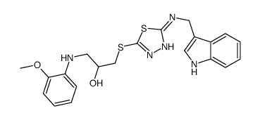 1-[[5-(1H-indol-3-ylmethylamino)-1,3,4-thiadiazol-2-yl]sulfanyl]-3-[(2-methoxyphenyl)amino]propan-2-ol structure