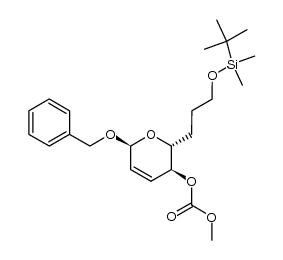 (2R,3S,6S)-6-(benzyloxy)-3,6-dihydro-2-(3-tert-butyldimethylsilyloxypropyl)-2H-pyran-3-yl methyl carbonate结构式