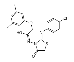 N-[2-(4-chlorophenyl)imino-4-oxo-1,3-thiazolidin-3-yl]-2-(3,5-dimethylphenoxy)acetamide结构式