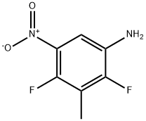 2,4-二氟-3-甲基-5-硝基苯胺结构式