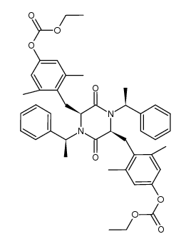 (((2S,5S)-3,6-dioxo-1,4-bis((S)-1-phenylethyl)piperazine-2,5-diyl)bis(methylene))bis(3,5-dimethyl-4,1-phenylene) diethyl dicarbonate结构式