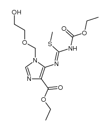 5-(N'-Ethoxycarbonyl.S-methylisothiocarbamoyl)amino-1-[(2-hydroxyethoxy)methyl]-4-ethoxycarbonylimidazole Structure