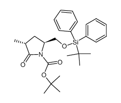 tert-butyl (3R,5S)-5-(((tert-butyldiphenylsilyl)oxy)methyl)-3-methyl-2-oxopyrrolidine-1-carboxylate Structure