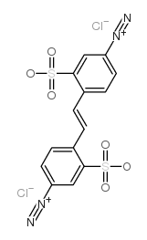Benzenediazonium,4,4'-(1,2-ethenediyl)bis[3-sulfo-, chloride (1:2) structure