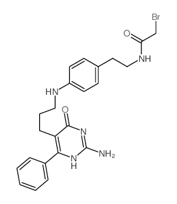 Acetamide,N-[2-[4-[[3-(2-amino-1,6-dihydro-6-oxo-4-phenyl-5-pyrimidinyl)propyl]amino]phenyl]ethyl]-2-bromo-结构式