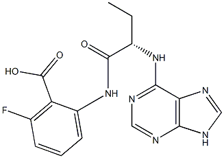 (S)-2-(2-((9H-purin-6-yl)amino)butanamido)-6-fluorobenzoic acid结构式