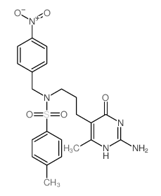 Benzenesulfonamide,N-[3-(2-amino-1,6-dihydro-4-methyl-6-oxo-5-pyrimidinyl)propyl]-4-methyl-N-[(4-nitrophenyl)methyl]- structure