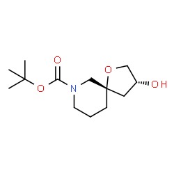 Racemis-(3R,5S)-叔-丁基 3-羟基-1-氧杂-7-氮杂螺[4.5]癸烷-7-甲酸基酯结构式